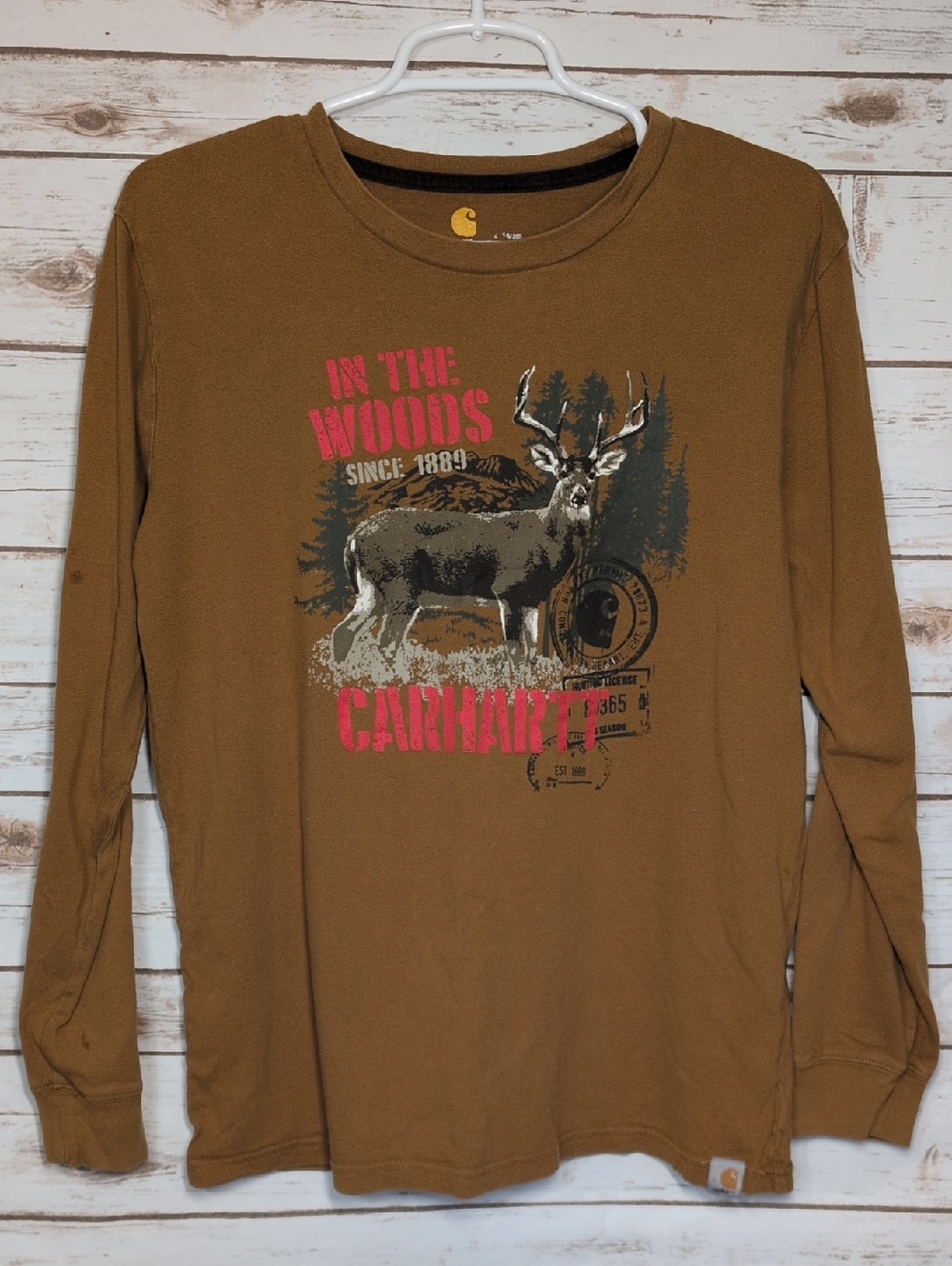 Carhartt Brown Long Sleeve 'In The Woods' Graphic Tee